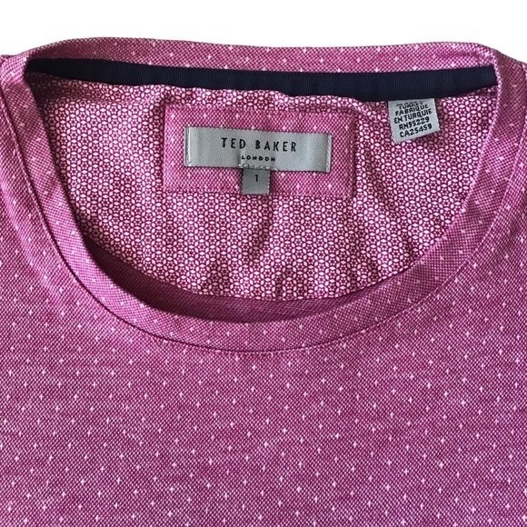 Ted Baker Men’s Top Cotton-Jacquard Pink Short Sleeves Size 1 / Medium - Picture 4 of 9